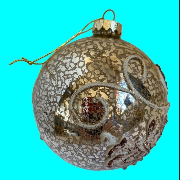 Dillard's Trimsetter Christmas Tree Ornament Glass Silver, Gold, Brown 3.5" - Picture 3 of 10